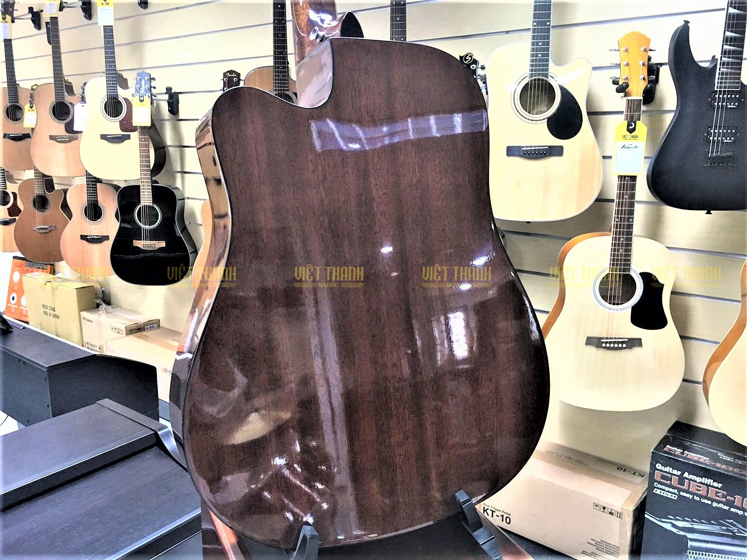 Mặt sau và hông Đàn guitar Fender CD60CE NAT gỗ hồng đào